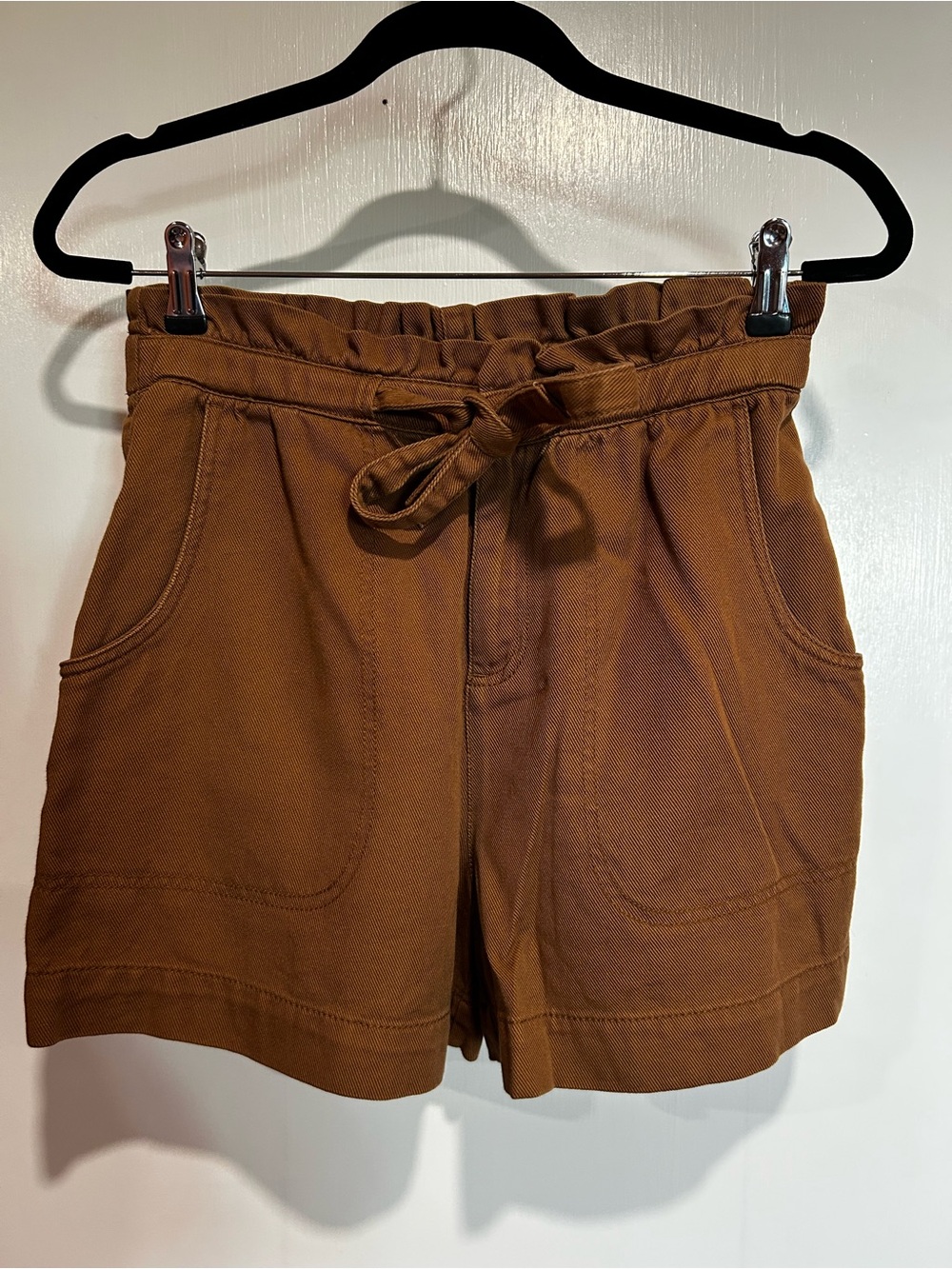 Old Navy High-Waist Paperbag Tie Shorts — Brown